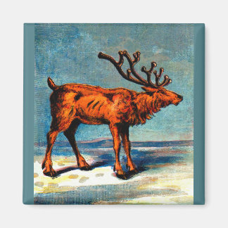 antique caribou print magnet