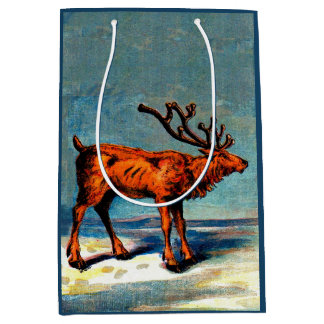 antique caribou print medium gift bag