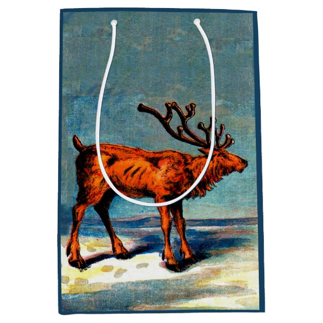antique caribou print medium gift bag (Front)
