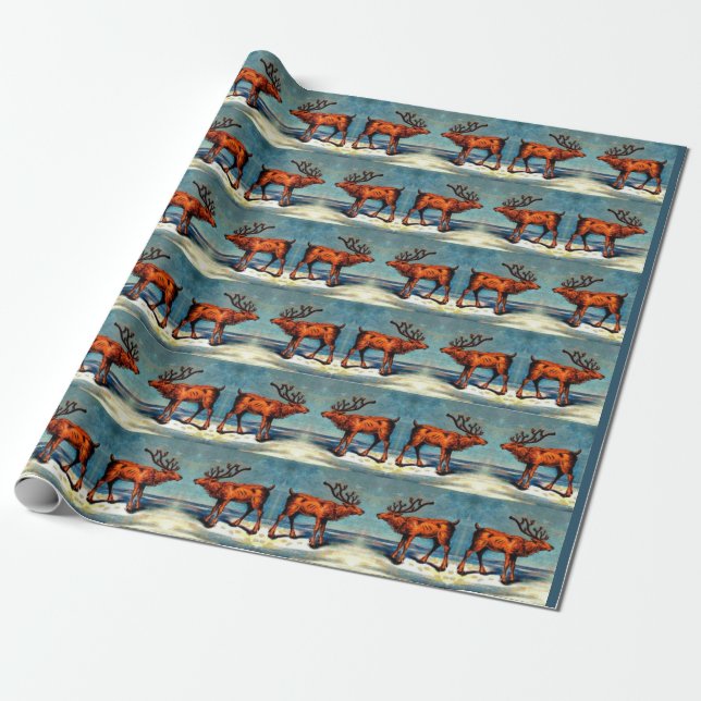 antique caribou print wrapping paper (Unrolled)