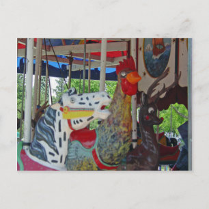 Antique Carousel Animals Postcard