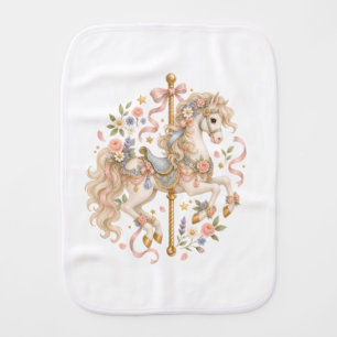 Antique Carousel Horse Cottagecore Gift Baby Burp Cloth