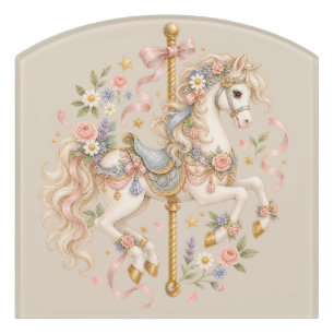 Antique Carousel Horse Cottagecore Gift Door Sign