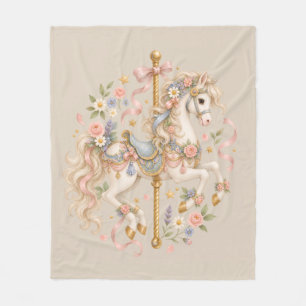 Antique Carousel Horse Cottagecore Gift Fleece Blanket