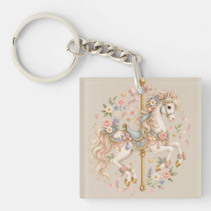 Antique Carousel Horse Cottagecore Gift Keychain
