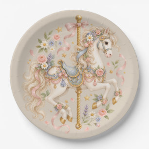 Antique Carousel Horse Cottagecore Gift Paper Plates