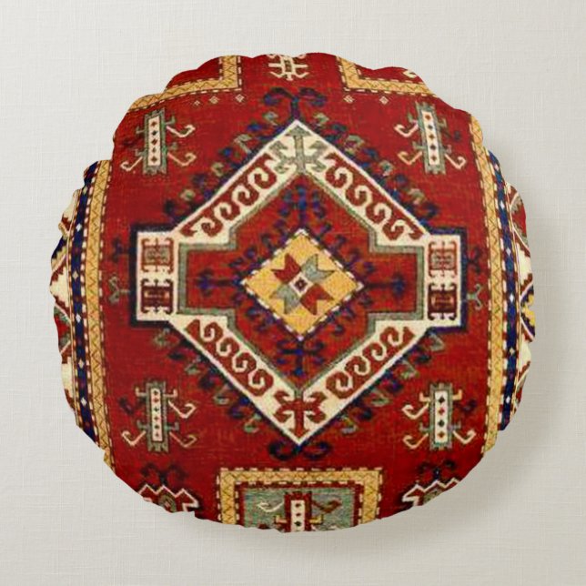 Antique Carpet Rug Round Pillow (Front)