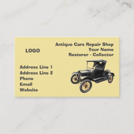 Antique Cars Repair Shop Collector 2 Business Card