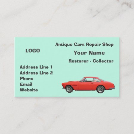 Antique Cars Repair Shop Collector 3 Business Card