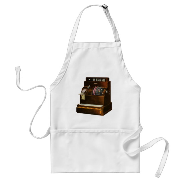 Antique Cash Register, Vintage Retail Business Adult Apron (Front)