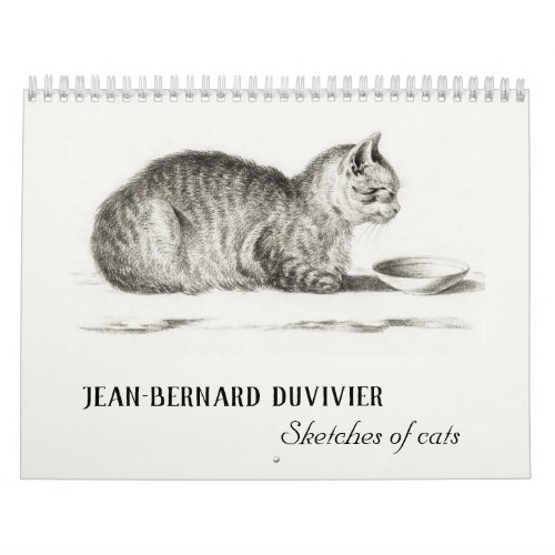Antique Cat Sketches by Jean Bernard Duvivier Calendar