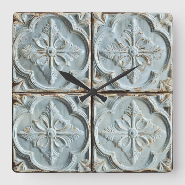 Antique Ceiling Tile Wall Clock  (Front)