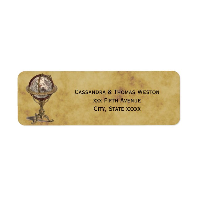 Antique Celest Globe Distressed BG Return Address Label (Front)