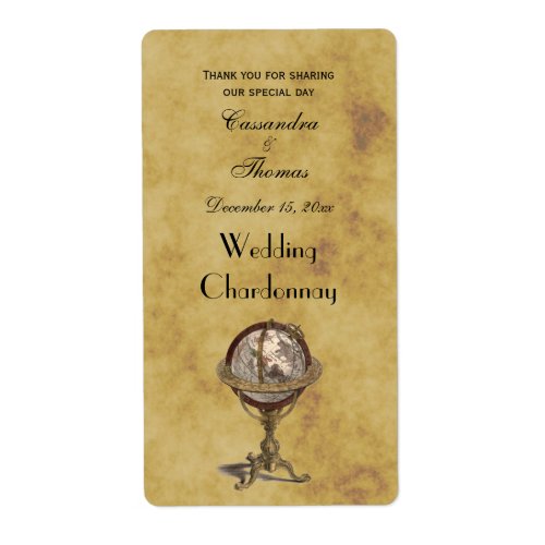 Antique  Celestial Globe Distressed BG Wine Labels