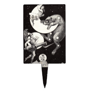Antique Celestial Moon Goddess & Ursa Major Bear Cake Topper