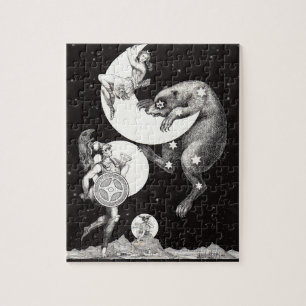 Antique Celestial Moon Goddess & Ursa Major Bear Jigsaw Puzzle