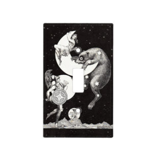 Antique Celestial Moon Goddess & Ursa Major Bear Light Switch Cover