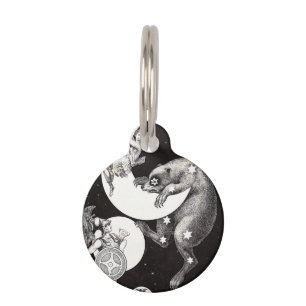 Antique Celestial Moon Goddess & Ursa Major Bear Pet ID Tag