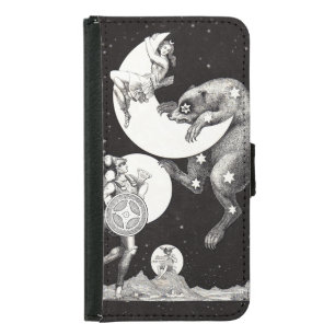 Antique Celestial Moon Goddess & Ursa Major Bear Samsung Galaxy S5 Wallet Case