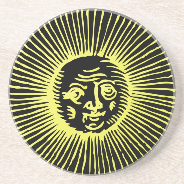 Antique Celestial Sunburst Drink Coaster (Front)
