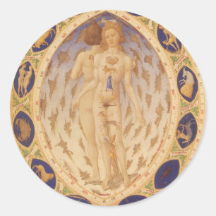 Antique Celestial Zodiac Chart, Vintage Astrology Classic Round Sticker
