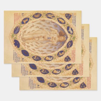 Antique Celestial Zodiac Chart  Vintage Astrology Wrapping Paper Sheets by YesterdayCafe at Zazzle