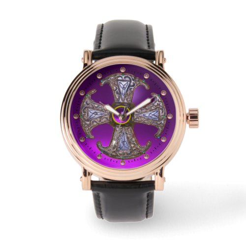 ANTIQUE CELTIC CONSECRATION CROSS Purple Gemstones Watch
