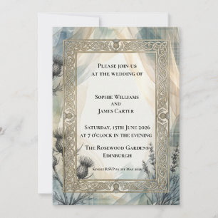 Antique Celtic Frame Thistle Highland Wedding Invitation