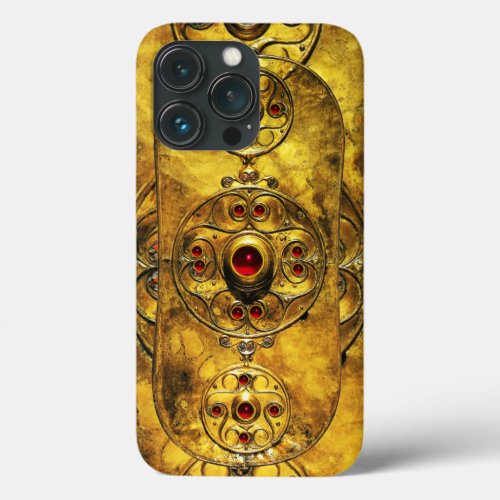 ANTIQUE CELTIC WARRIOR SHIELD WITH RUBY GEM STONES iPhone 13 PRO CASE