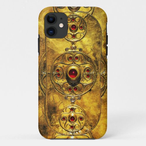 ANTIQUE CELTIC WARRIOR SHIELD WITH RUBY GEM STONES iPhone 11 CASE