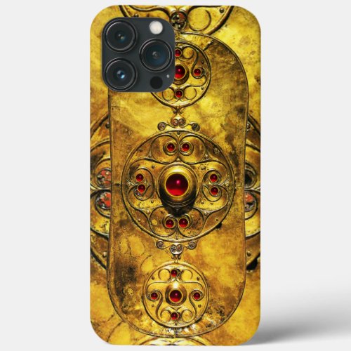 ANTIQUE CELTIC WARRIOR SHIELD WITH RUBY GEM STONES iPhone 13 PRO MAX CASE