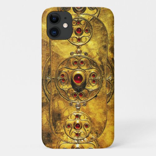 ANTIQUE CELTIC WARRIOR SHIELD WITH RUBY GEM STONES iPhone 11 CASE