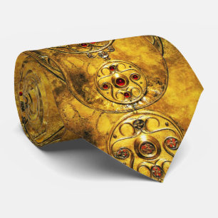 ANTIQUE CELTIC WARRIOR SHIELD WITH RUBY GEM STONES NECK TIE