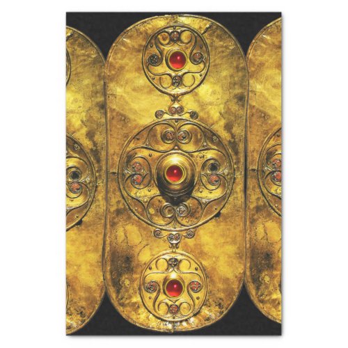 ANTIQUE CELTIC WARRIOR SHIELD WITH  RUBY GEMSTONES TISSUE PAPER