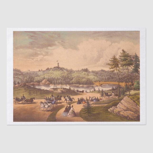 Antique Central Park #1, Distressed BG #3 Tissue Paper (Front)