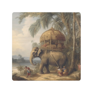 Antique Ceremonial Elephant and Golden Howdah  Metal Print