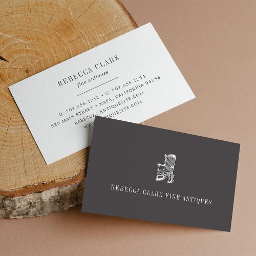 Antique Chair Business Card  Charcoal