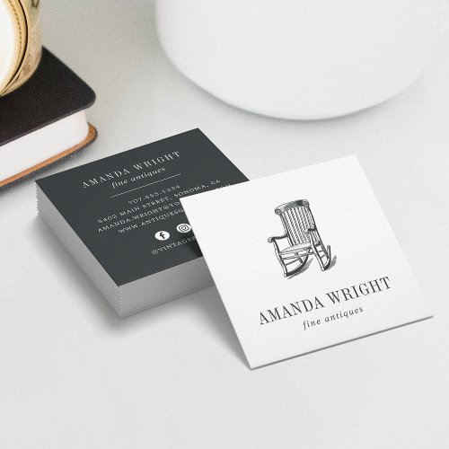 Antique Chair Square Business Card  Brushed Black