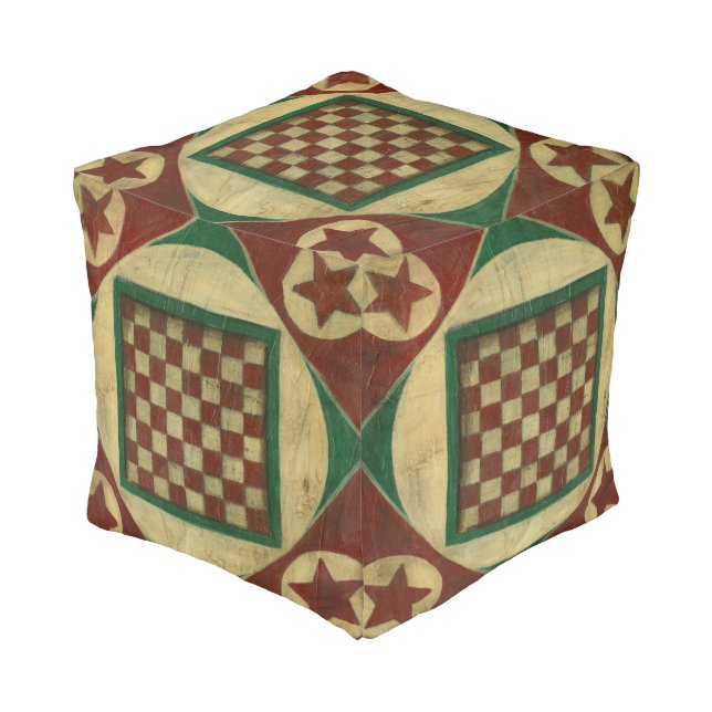 Antique Checkerboard by Ethan Harper Pouf (Angled Front)
