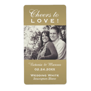 Antique Cheers to Love Wedding Photo Wine Bottle Label