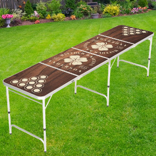 Antique Cherry Wood Irish Lucky Clover Wedding Beer Pong Table