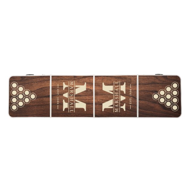 Antique Cherry Wood Monogram & Name Overlay Beer Pong Table (Top)