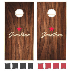 Antique Cherry Wood Vintage Star Signature Cornhole Set