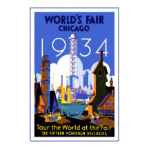 Antique Chicago World's Fair Travel Poster 3 1934