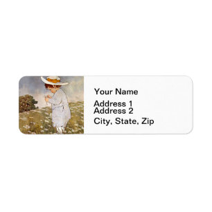 Antique Child Picking Daisies Flowers Label