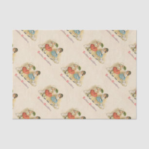 Antique Children Rabbit Easter Art Tissue Paper