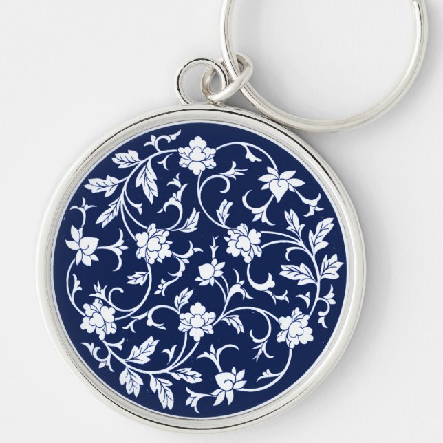 Antique Chinese Blue & White Mandala Keychain (Front)