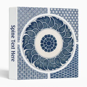 Antique Chinese Blue White Porcelain Pattern 3 Ring Binder