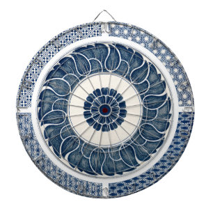 Antique Chinese Blue White Porcelain Pattern Dart Board