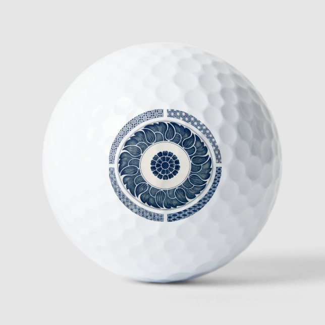 Antique Chinese Blue White Porcelain Pattern Golf Balls (Front)